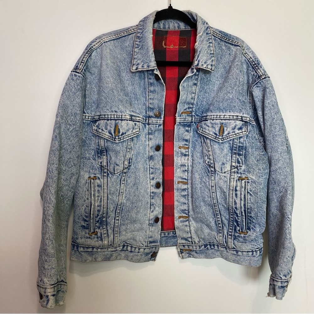 Vintage Levi’s Trucker Jacket Flannel Lined Sz M Stamped Button 527 USA